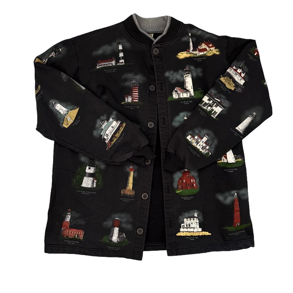Men's Navy Blue Lighthouse Print Jacket